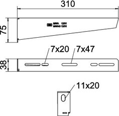Nástěnný výložník OBO MWA 12 31S FS s upevňovacím šroubem M10x25 B310mm Ocel