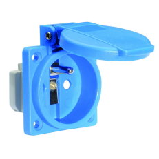 Zásuvka vestavná 16A 3p 230V IP54 s ochrannými clonkami CZ Quick-Connect (modrá)