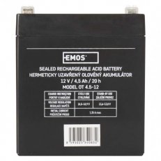 Bezúdržbový olověný akumulátor 12 V/4,5 Ah, faston 4,7 mm EMOS B9653