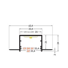 AL profil FKU78-05 pro LED, bez plexi, 2m, surový FK TECHNICS 4739572