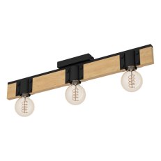 Stropní svítidlo BAILRIGG 3xE27 černá/dřevo 3X40W IP20 EGLO 43901