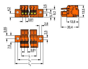 Pružinová svorka CAGE CLAMP 1,5mm2 10pól. oranžová WAGO 2734-210/031-000