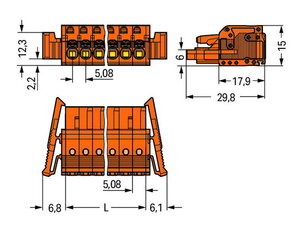 Pružinová svorka CAGE CLAMP oranžová 2,5mm2 4pól. oranžová WAGO 2231-304/037-000