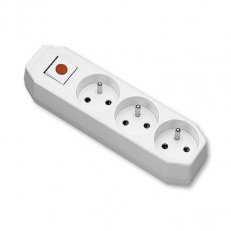 ABB 5545-2004 Zásuvka pohyblivá 3násobná, s ochran. kolíky, s vypínačem, 16 A