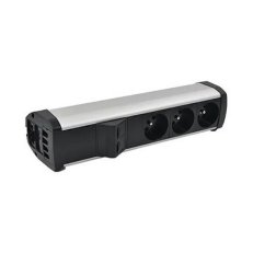 Prohloubený zásuvkový blok: 3x 250 V typ E + 2x zásuvka RJ45 hliník černý