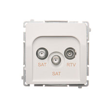 Zásuvka SAT-SAT-RTV koncová, 2x vstup: SAT: 52400 MHz, RTV: 5862 MHz bílá