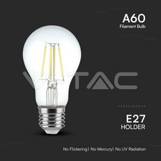 LED Bulb 4W Filament E27 A60 Clear Cover 6500K VT-1885, V-TAC SKU217120