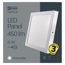 LED přisazené svítidlo PROFI, čtvercové, bílé, 6W neutrální bílá EMOS ZM6122