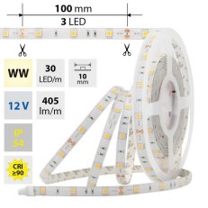 LED pásek SMD5050 WW, 30LED/m, 7,2W/m, 405lm/m, IP54, DC 12V, 10mm, 5m