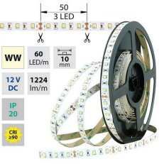 LED pásek SMD2835 WW, 60LED/m, 14,4W/m, 1224lm/m, IP20, DC 12V, 10mm, 50m
