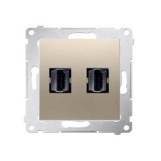 Dvojitá zásuvka HDMI, zlatá matná, metalizované KONTAKT SIMON DGHDMI2.01/44