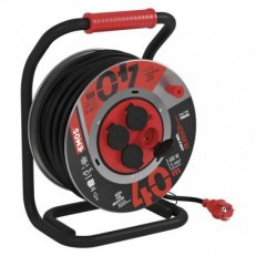 Venkovní prodlužovací kabel na bubnu 40 m 4 zás. černý guma-neopren 230V 2,5mm2