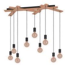 Závěsné svítidlo MONMOUNT 9xE27 černá/dřevo 360W IP20 EGLO 43641