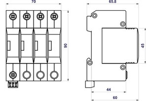 Svodič rázového přepětí HSA-440/3+1 M S SPD typ 2+3 HAKEL 27548