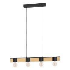 Závěsné svítidlo BAILRIGG 4xE27 černá/dřevo 4X40W IP20 EGLO 43902