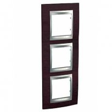 Schneider MGU66.006V.0M3 Krycí rámeček Top trojnásobný vert., Wenge/alu