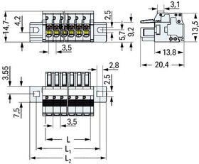 Pružinová svorka Push-in CAGE CLAMP sv.šedá 1,5mm2 10pól. WAGO 2734-110/027-000