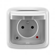 ABB Tango 5598A-2999S Zásuvka jednonás. s víčkem,s ochranou před přepětím,IP44