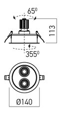 XDRILL RIM REC. FITTING 2x9W 220-240V AC
