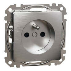 Zásuvka bezšroubová, Leštěný Hliník,Sedna Design/Elements SCHNEIDER SDD170012U