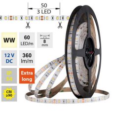 LED pásek SMD2835 WW, 60LED/m, 4,8W/m, DC 12V, 360lm/m, CRI90, IP54, 8mm, 5m