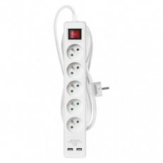Prodlužovací kabel 3 m 5 zásuvek s vypínačem bílý PVC s USB 1,5mm2 EMOS P1513RU