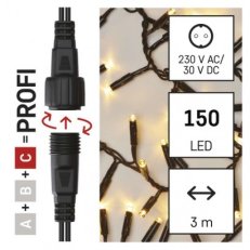 Profi LED spojovací řetěz černý - ježek 3 m venkovní i vnitřní teplá bílá D2BW01