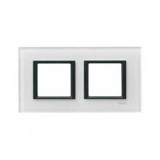 Unica Class Krycí rámeček dvojnásobný, White glass SCHNEIDER MGU68.004.7C2