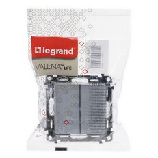 VALENA LIFE STŘÍDAVÝ PŘEPÍNAČ Č.6+6 HLINÍK LEGRAND 752308