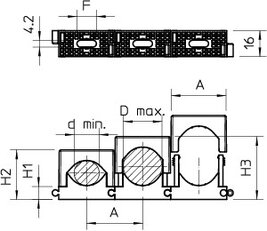 OBO 2037 6-13 LGR Řadová přítlačná příchytka, 6-13mm, světle šedá Polyamid, PA