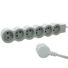 PRODLUŽOVACÍ PŘÍVOD ZÁSUVKA 6X2P+T, KABEL 1,5 M, BÍLÁ/SVĚTLE ŠEDÁ LEGRAND 049485