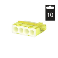 Svorka krabicová miniaturní PC214S/10 bezšroubová 4x 0,2-2,5 mm2, tr./žlutá