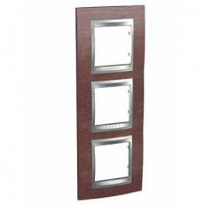 Schneider MGU66.006V.0M4 Krycí rámeček Top trojnásobný vert., Tabaco/alu