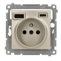 Zásuvka silová 1 násobná typ E s 2 násob