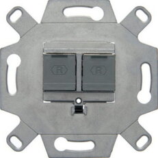 Zásuvka datová, 2x RJ45, FTP, Cat. 6A, třída EA, s klapkama, vhodné pro PoE+