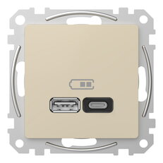 Sedna D/E Dvojitá USB A+C rychlonabíječka 3A 45W, Béžová SCHNEIDER SDD112404
