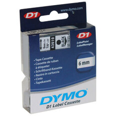 S0720770 43610 DYMO páska D1 plastová 6mm,černý tisk/průhledný podklad,návin 7m