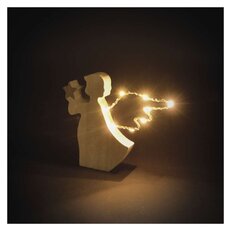 LED dekorace dřevěná, anděl, 13 cm, 2x AAA, vnitřní, teplá, časovač, EMOS DCWW43