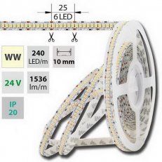 LED pásek SMD3528 WW, 240LED/m,IP20, 50m, 24V, 19,2 W/m