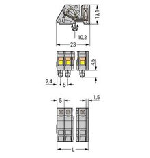 Konektor (zásuvka) úhlový CAGE CLAMP 2,5mm2 šedá 3pól. WAGO 731-503/008-000