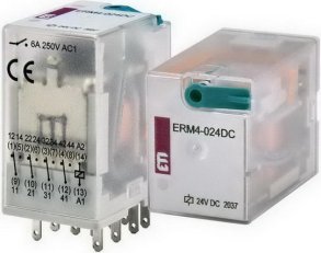 Paticové relé ERM4-024DC, kontakty 4xCO,6A, 24V DC ETI 002473006