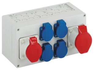 Zásuvková kombinace AKi 1-4S šedá IP44 IK08 300x150x132mm SPELSBERG 74114101