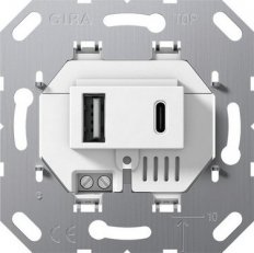 Napájení USB 2x typ A/C vložka bílé GIRA 234900