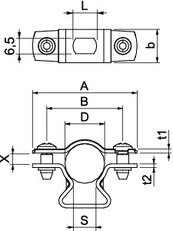 OBO ASL 733 17 A2 Distanční příchytka s připojovacím závitem M6 14-17mm Nerez