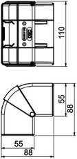 Vnější roh OBO GK-AH53100RW Rapid 45-2 variabilní 110x88x88 čistě bílá