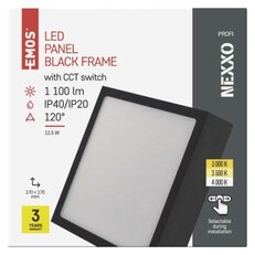 LED PANEL PŘISAZENÝ ČTVEREC 12,5W 1100LM IP20 NAST.CCT Č TRI EMOS ZM6333T