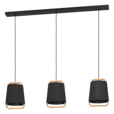 Závěsné svítidlo CAMALOZA 3xE27 černá/dřevo 120W IP20 EGLO 390186