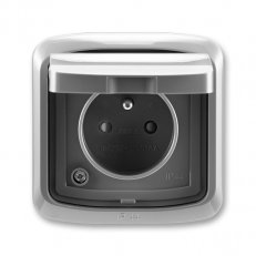 ABB 5518A-2999 S2 Zásuvka jednonás. s clonkami, víčkem, rámečkem, s drápky, IP44