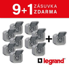 069731LA PLXN55 ZÁSUVKA PO.ŠEDÁ AKCE 9+1