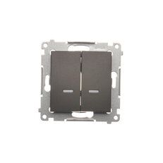 Přepínač dvojitý křížový, s orientačním LED, 7 So, 10AX, 250V, hnědá matná